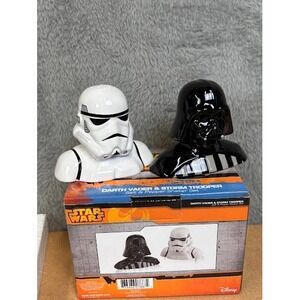 Star Wars Darth Vader Stormtrooper Salt & Pepper Shaker Set Vandor Ceramic Busts